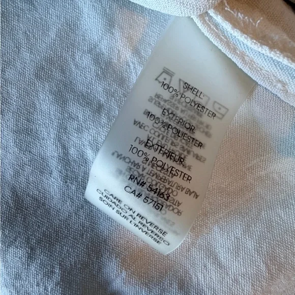 Calvin Klein White Deep V-Neck Sleeveless Draped Blouse Top 100% Polyester Large - Picture 6 of 9